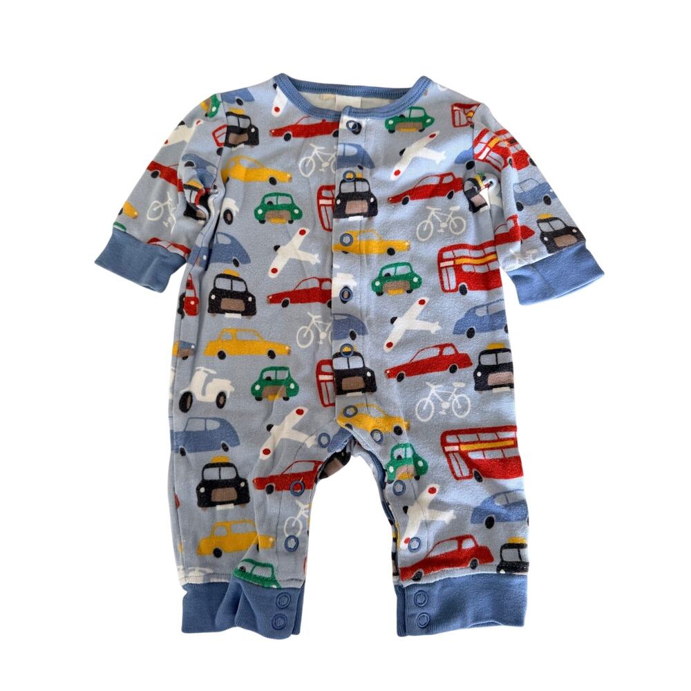 Baby Boden Blue Car Print Romper - 0-3 Months